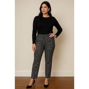 Talbots 2P Hampshire Ankle Pant Tweed Sequins Metallic Black White Chic Holiday